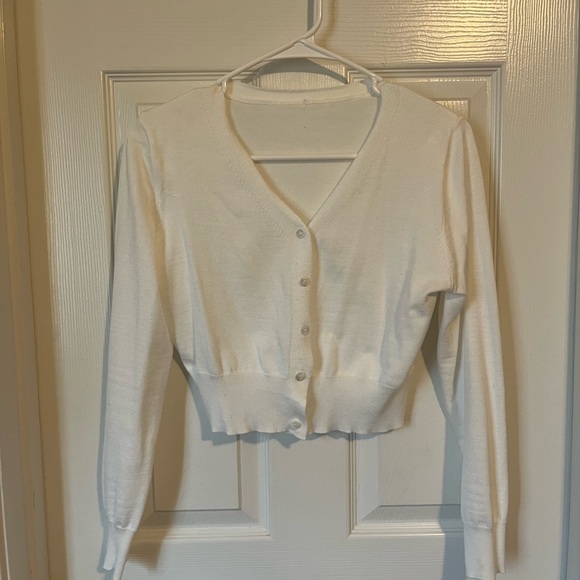 SHEIN Sweaters - SHEIN White Button-Up Cardigan